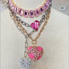 Pink Heart Necklace on Gold Cable Chain