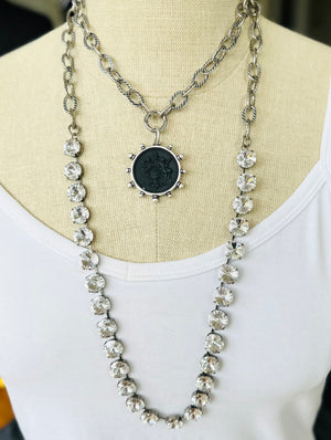 Black Matte Coin Necklace