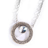 12mm Hollow Circle Necklace Set in Antique Silver - Crystal