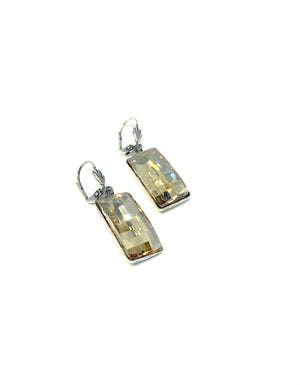 Leverback Baguette Drop Earrings in Antique Silver