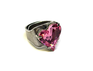 Asymmetrical Adjustable Rose Heart Ring