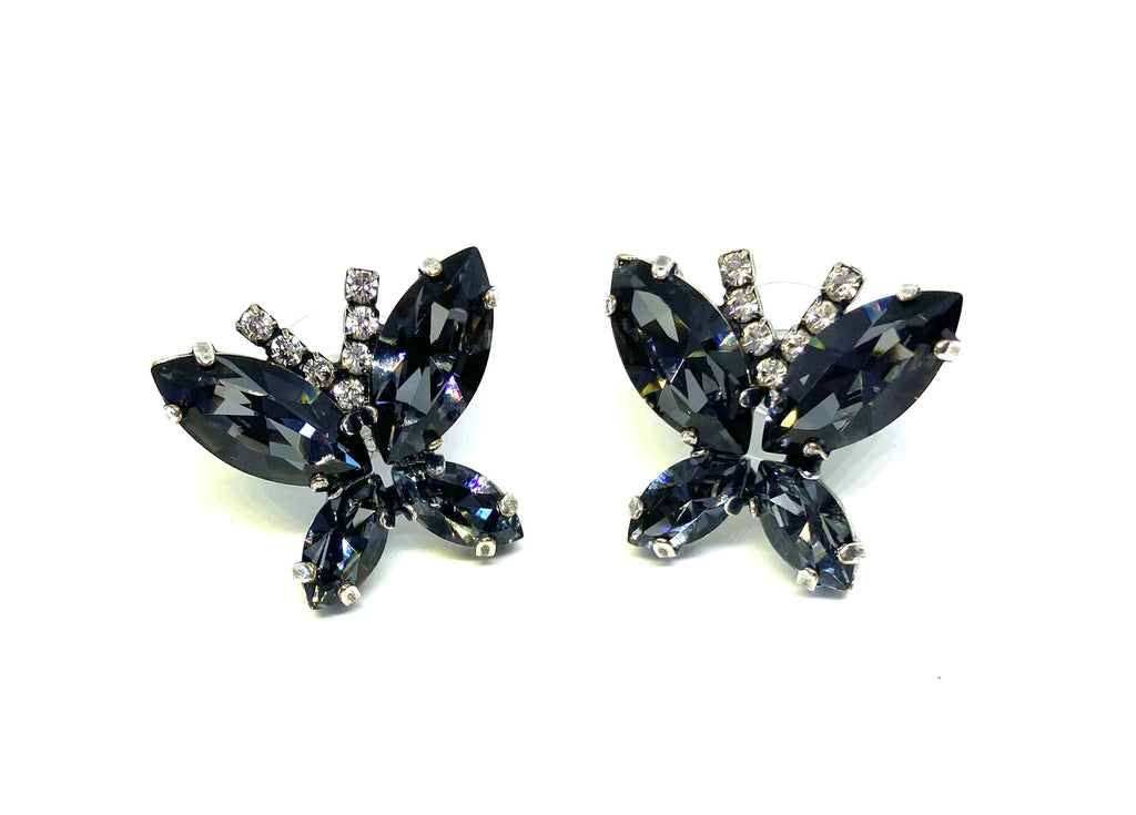 Signature Butterfly Stud Earrings Set in Siver Night