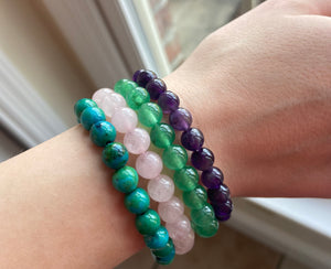 Genuine Green Jade Crystal Stretch  Bracelet