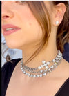 8mm Long Crystal Necklace Set in Antique Silver