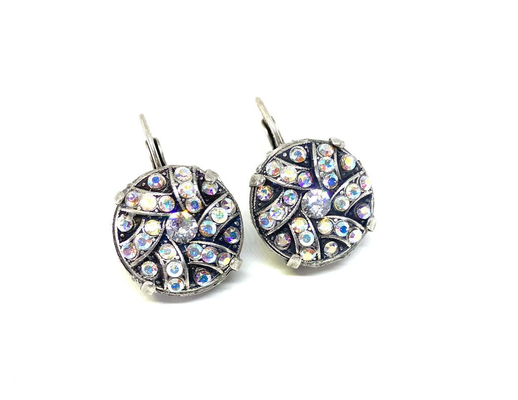 18mm Crystal Element Earrings Set in Antique Silver