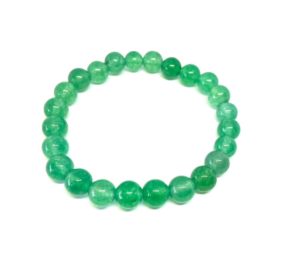 Genuine Green Jade Crystal Stretch  Bracelet