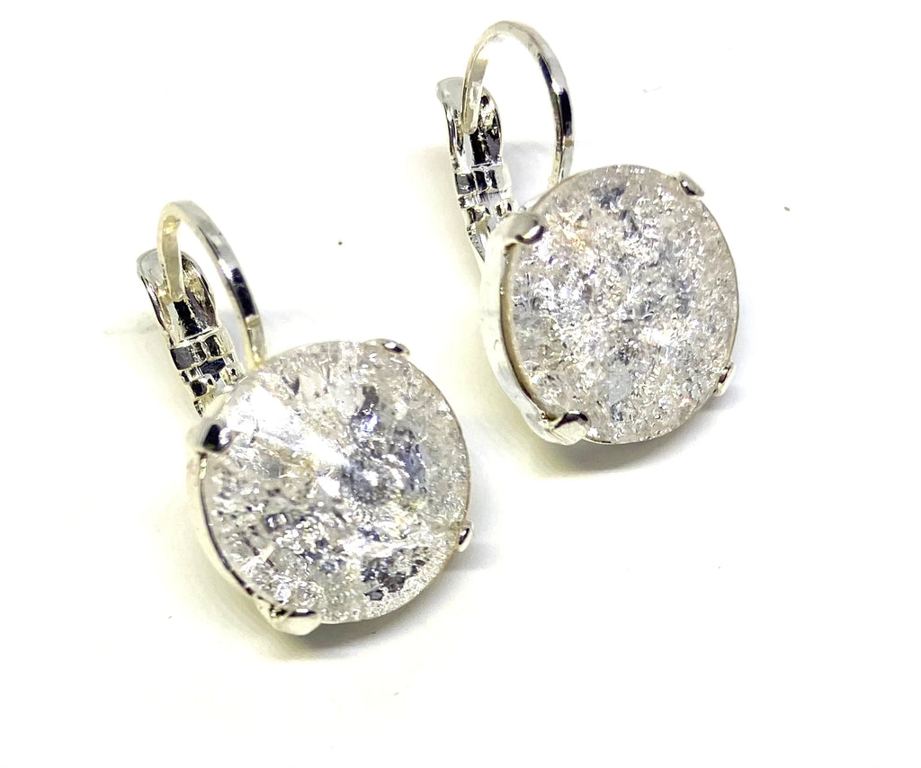 Holiday Ice Leverback Crystal Earrings