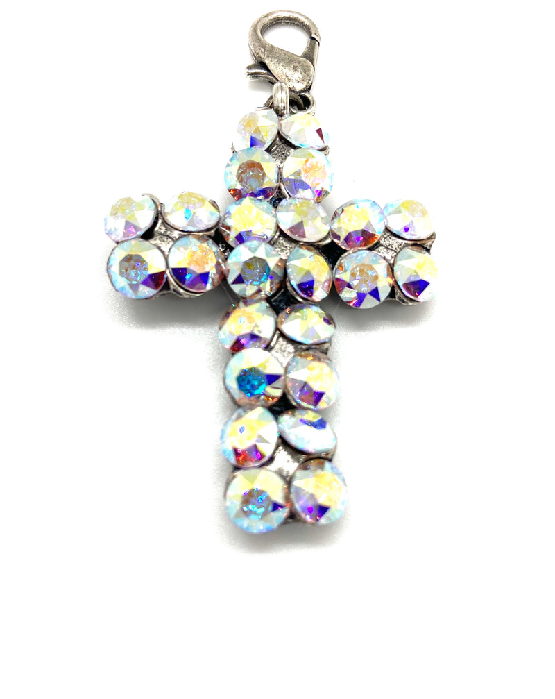 Multi Stone Cross Pendent Set in Aurora Borealis