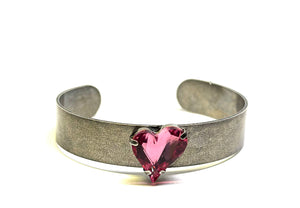 Asymmetrical Heart -Open Bangle Bracelet