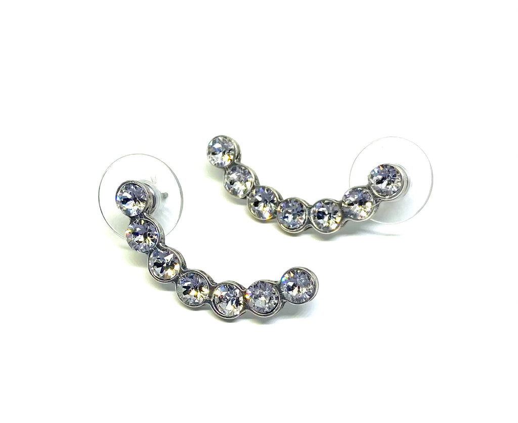 Moon Shaped Stud Earrings set in Antique Silver