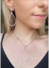 Silver Pear Shaped Earrings Set in AB Crystal