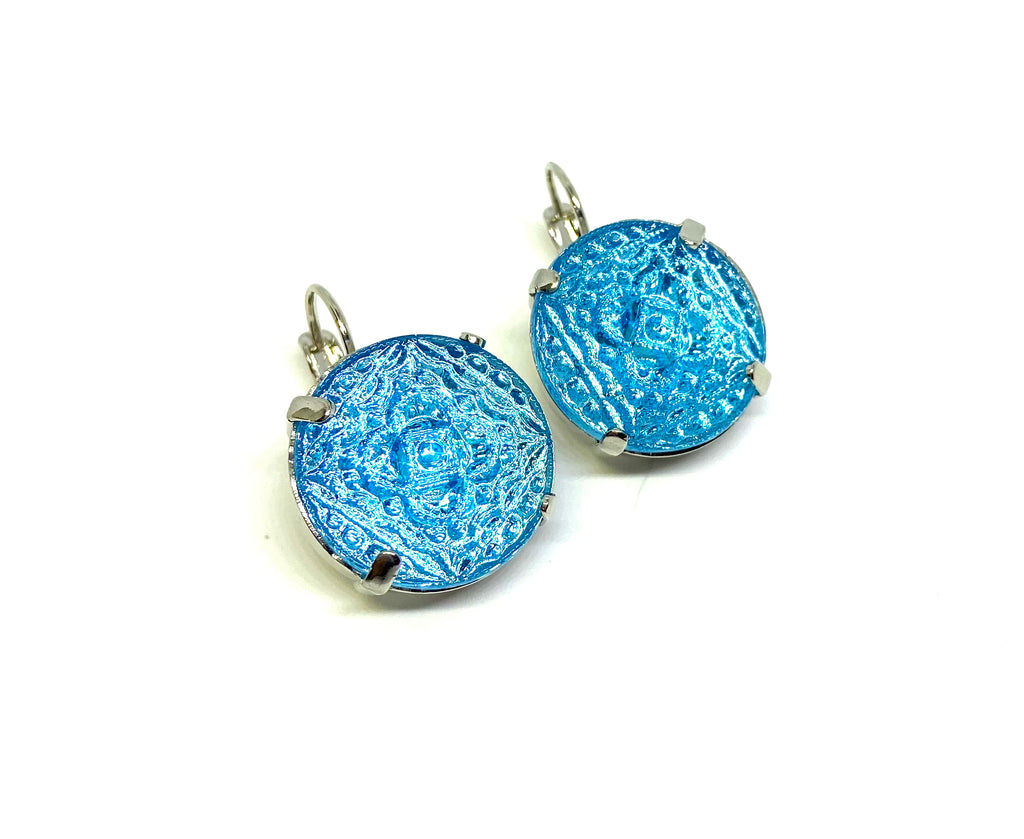 Turquoise Leverback Earrings Set in Silver