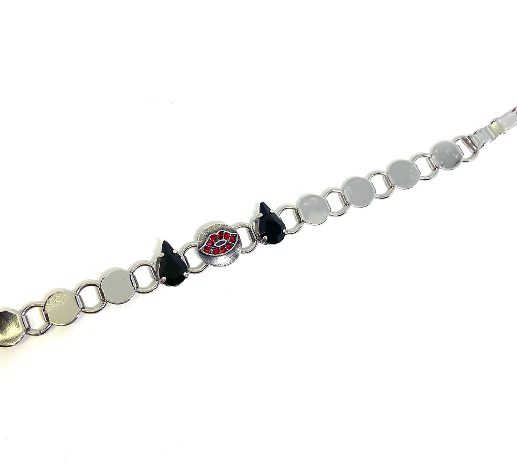 Hot Lips Element Bracelet With Two Side  Pear Shaped Crystals