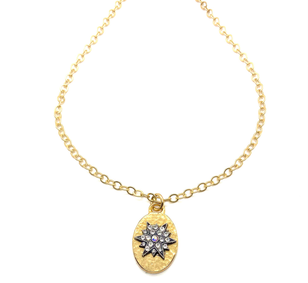Gold Hammered Star Necklace