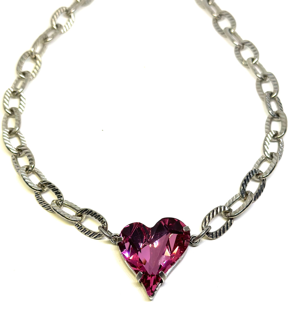 Asymmetrical Rose Heart Necklace
