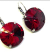 18mm Leverback Siam Red Earrings