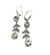 Two Row Leaf Earrings Set in Antique Silver