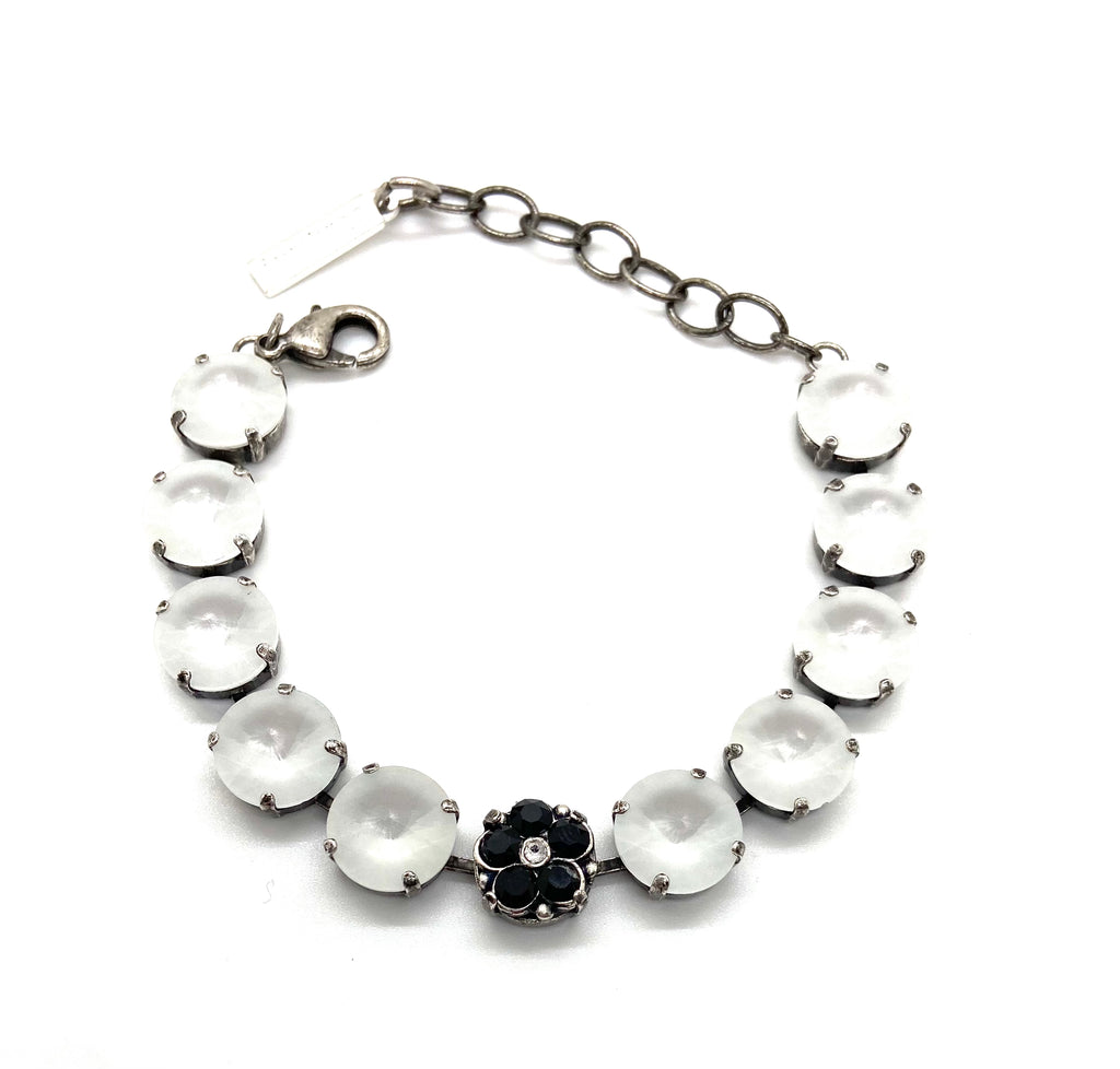 Call Me Coco White Opal Crystal Bracelet with Jet Black Element