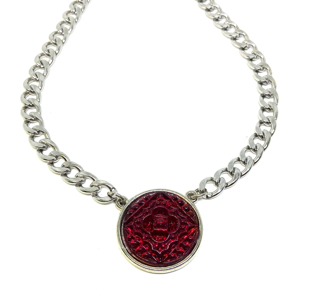 Red German Glass Pendent Necklace