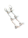 Three Stone Leverback Wavy Earrings set in Antique Silver(Crystal)