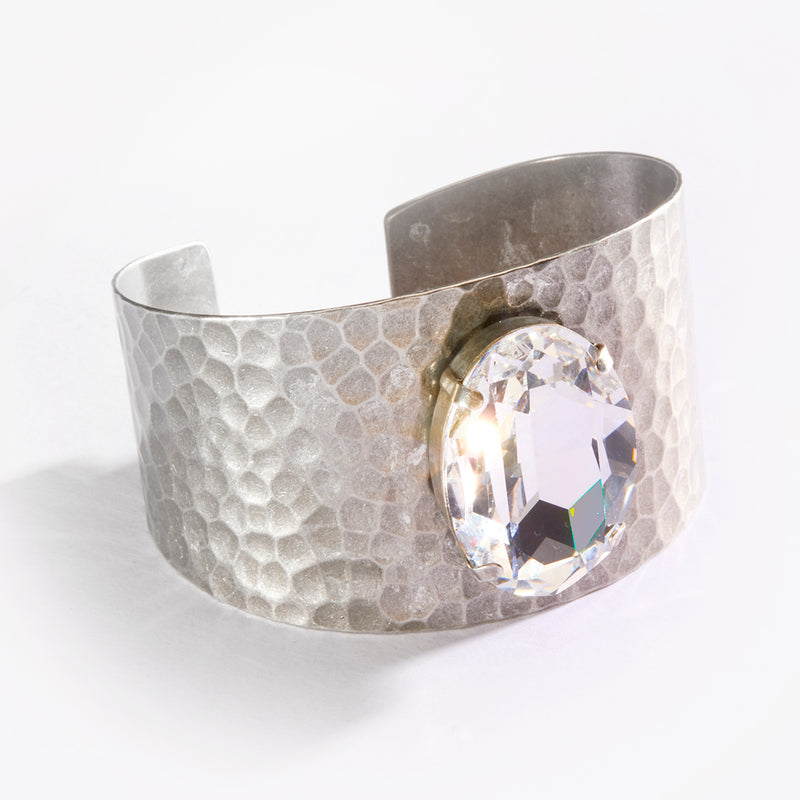Hammered Cuff Bracelet - Crystal